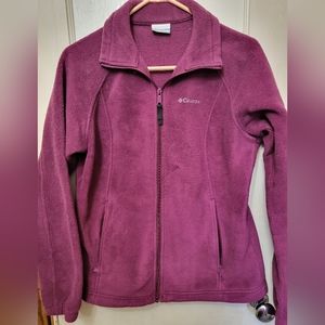 Columbia Fleece Zip Front Women Jacket Burgundy Size M Medium